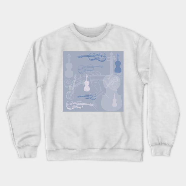 Violin Pattern in blue and grey tones Crewneck Sweatshirt by Ric1926